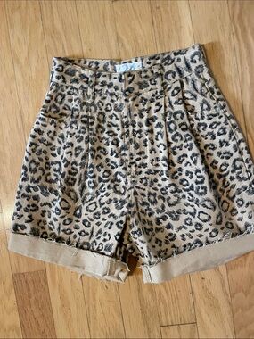We the free Leopard Print High-Waist Women’s Shorts - Beige/Black size 24